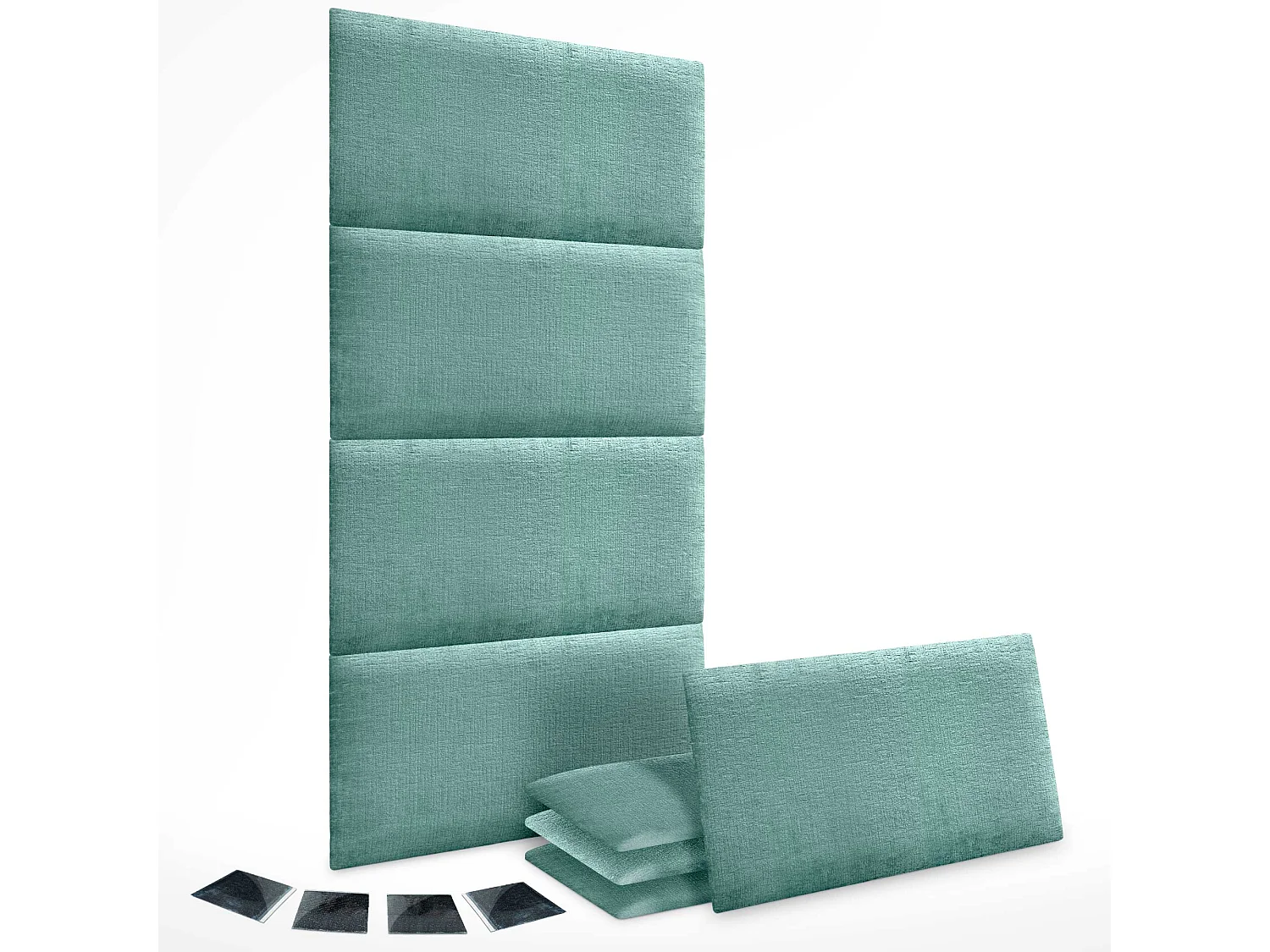 DHOME Lot de 8 panneaux muraux acoustiques auto-adhésifs en laine écologique protection absorbante contre les chocs (Vert d'eau, 60 x 50 cm, x8)