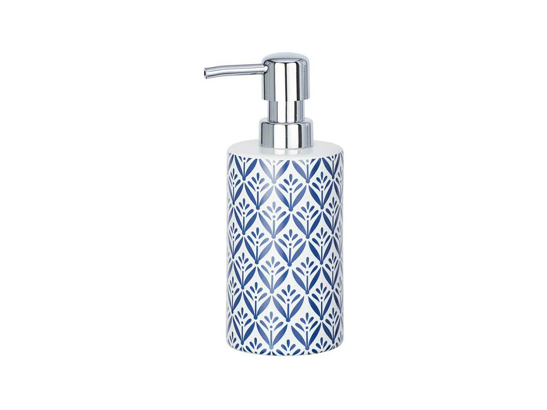 Distributeur de savon en céramique "Lorca" - Blanc/Bleu - 360 ml