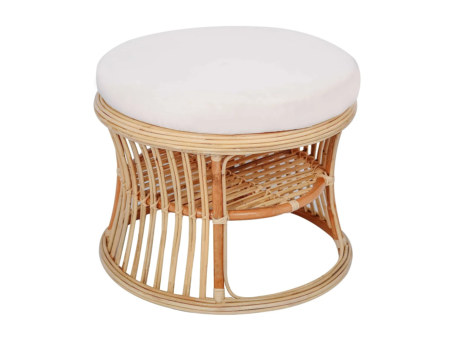 Pouf bout de canapé en rotin naturel beige