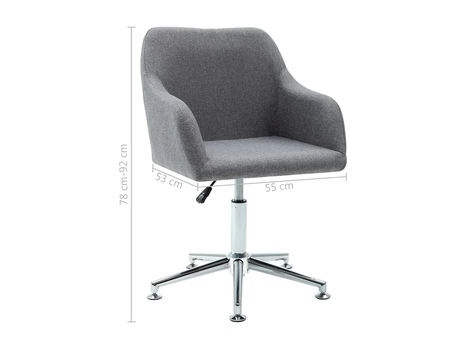 Sedia da Ufficio Girevole Grigio Chiaro in Tessuto