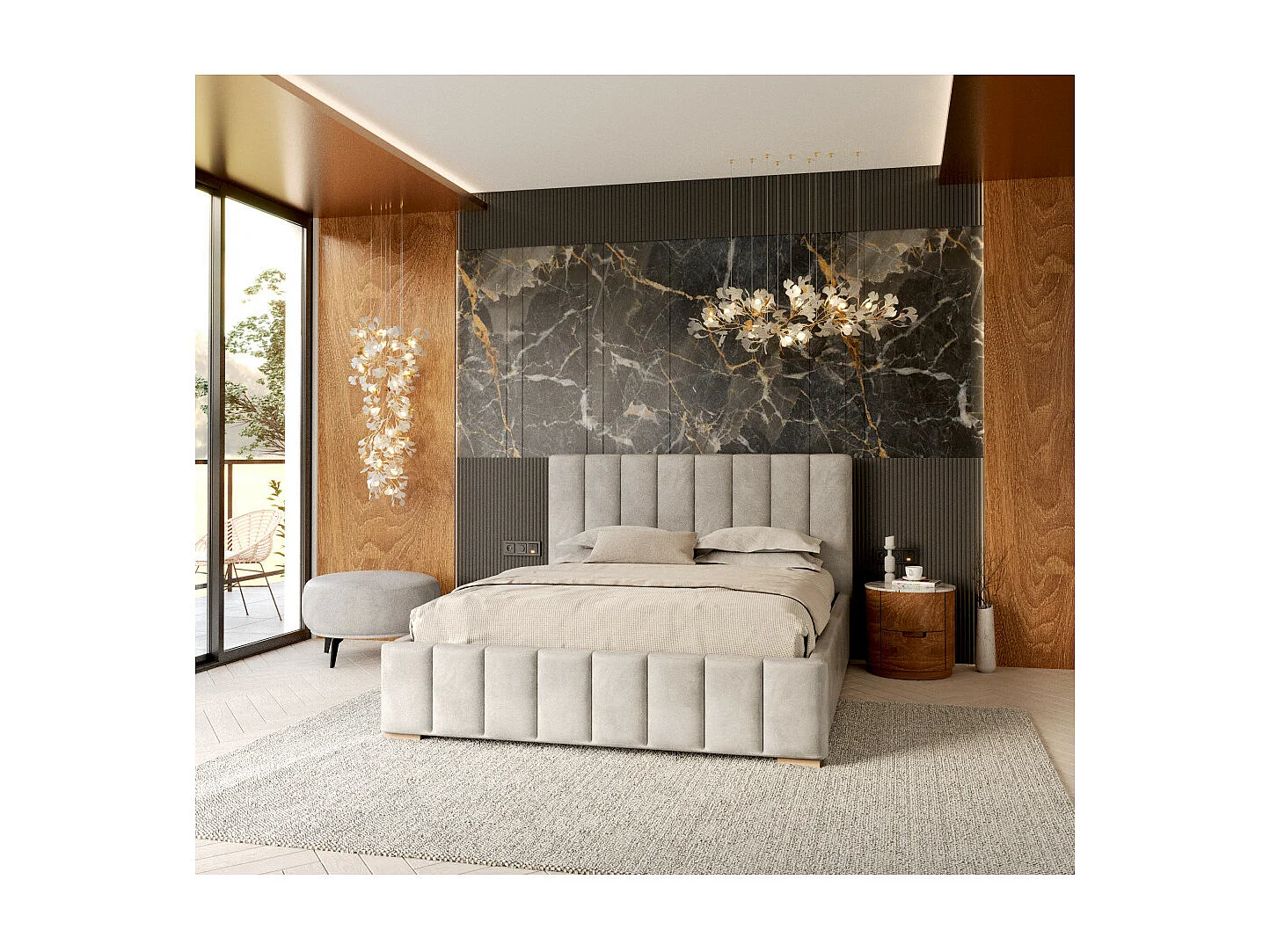 Lit Coffre Anton 120 x 200 cm avec sommier à lattes relevable Gris clair