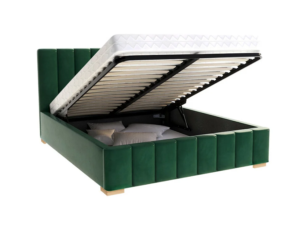 Lit Coffre Anton 120 x 200 cm avec sommier à lattes relevable Vert sapin