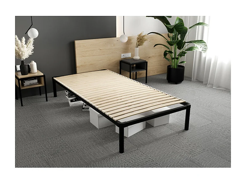 Sommier - cadre de lit Metal - 4 pieds Inclus 90 x 200 cm Gris