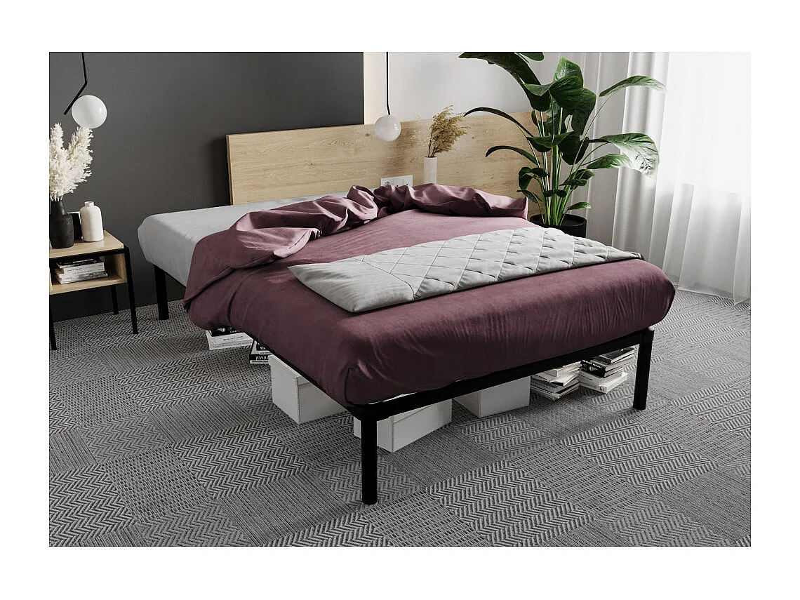 Sommier - cadre de lit Metal - 4 pieds Inclus 140 x 200 cm Gris