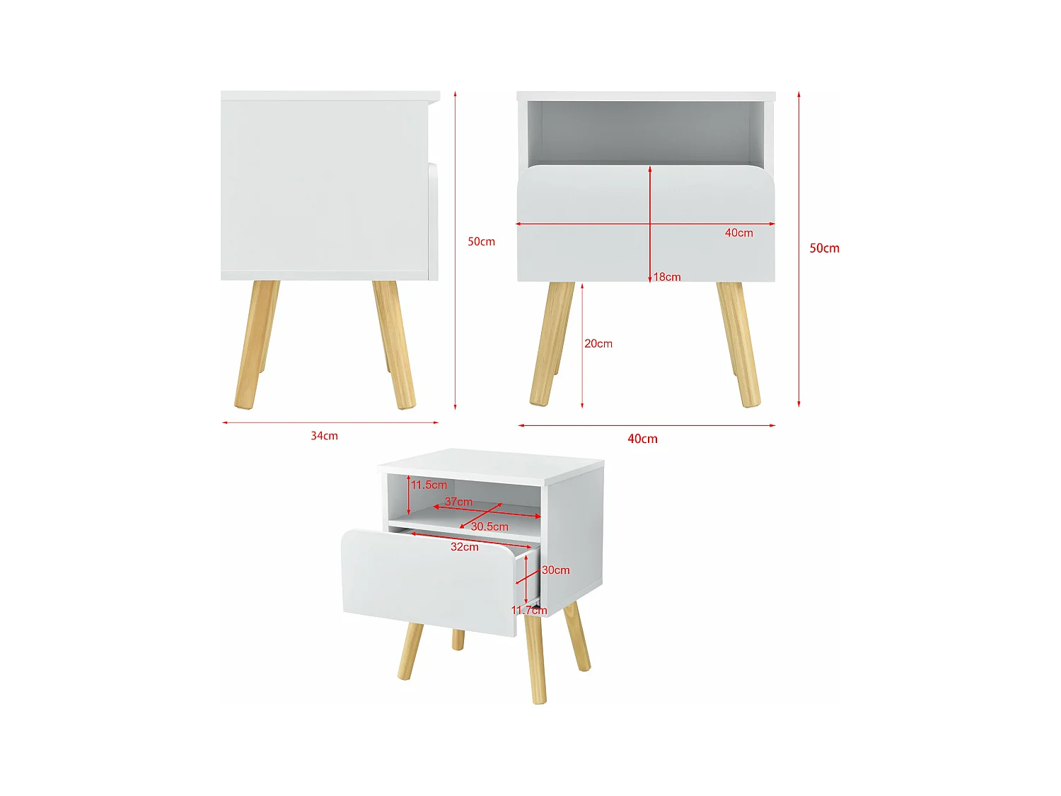 Table de nuit design blanche 40 x 34 x 50 cm 03_0006237