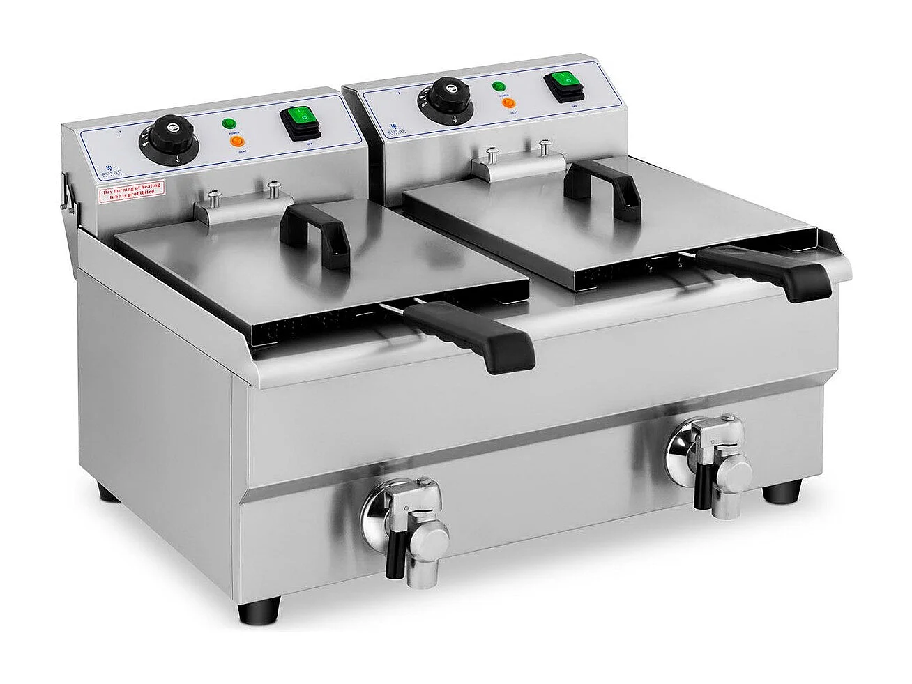 Fritadeira elétrica profissional para restaurante 2 x 10 litros torneiras de drenagem 14_0001786