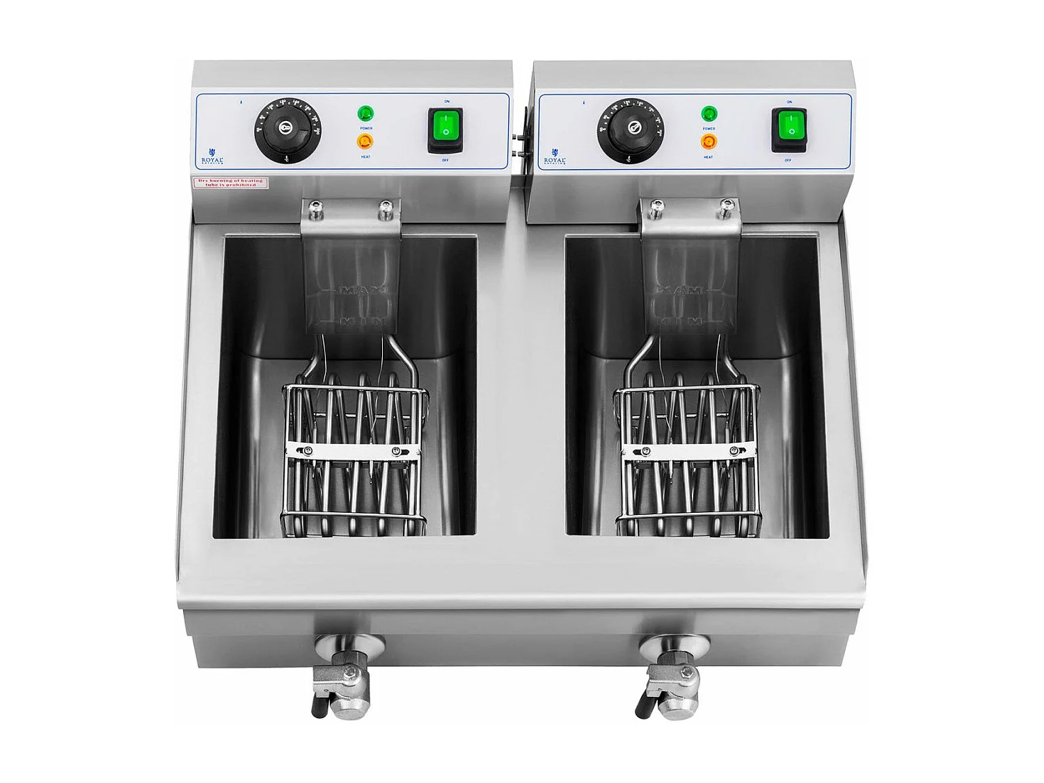 Fritadeira elétrica profissional para restaurante 2 x 10 litros torneiras de drenagem 14_0001786