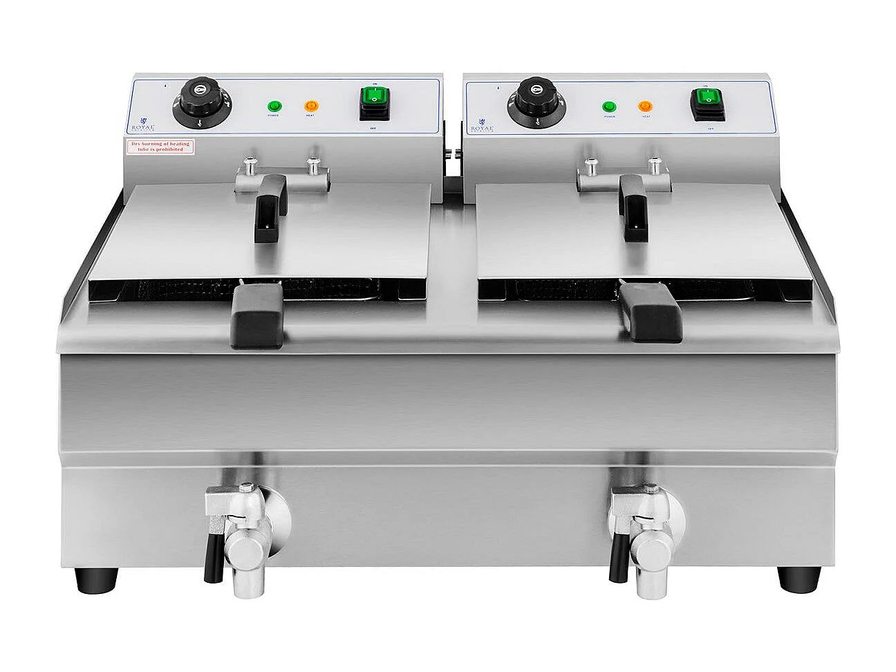 Fritadeira elétrica profissional para restaurante 2 x 10 litros torneiras de drenagem 14_0001786