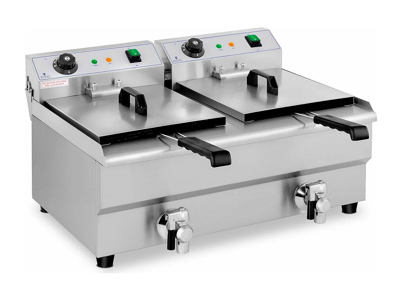 Freidora eléctrica profesional para restaurante 2 grifos de desagüe de 13 litros 14_0001787