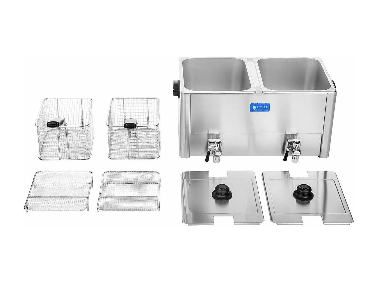 Freidora eléctrica profesional para restaurante 2 grifos de desagüe de 13 litros 14_0001787