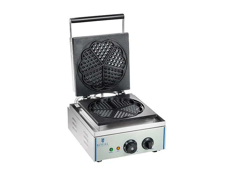Macchina per waffle professionale rotonda a cuore in teflon potenza 1 x 1.500 watt 3614062