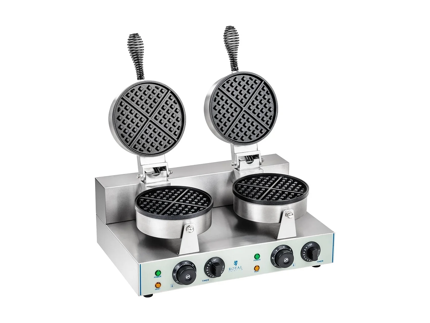 Máquina de waffle redonda dupla profissional, potência redonda de Teflon 2 x 1 300 watts 3614060