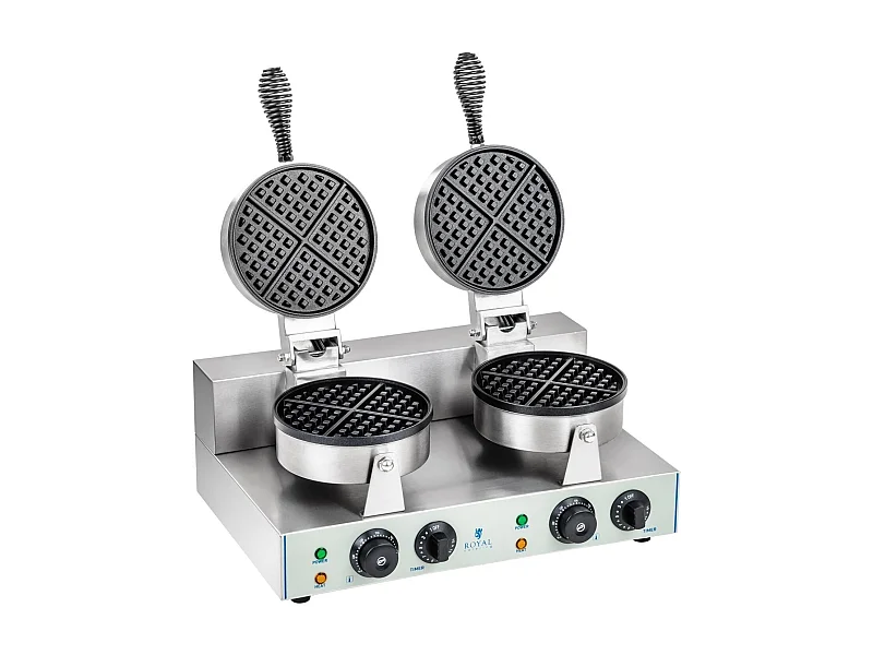 Máquina de waffle redonda dupla profissional, potência redonda de Teflon 2 x 1 300 watts 3614060
