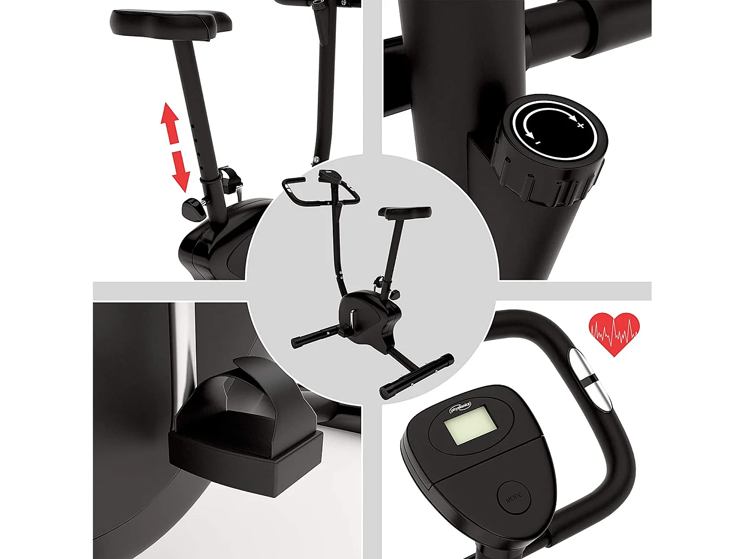 Tela LCD para bicicleta ergométrica com sensores de frequência cardíaca Sela ajustável e resistência para exercícios físicos internos Bicicleta 01_0000170