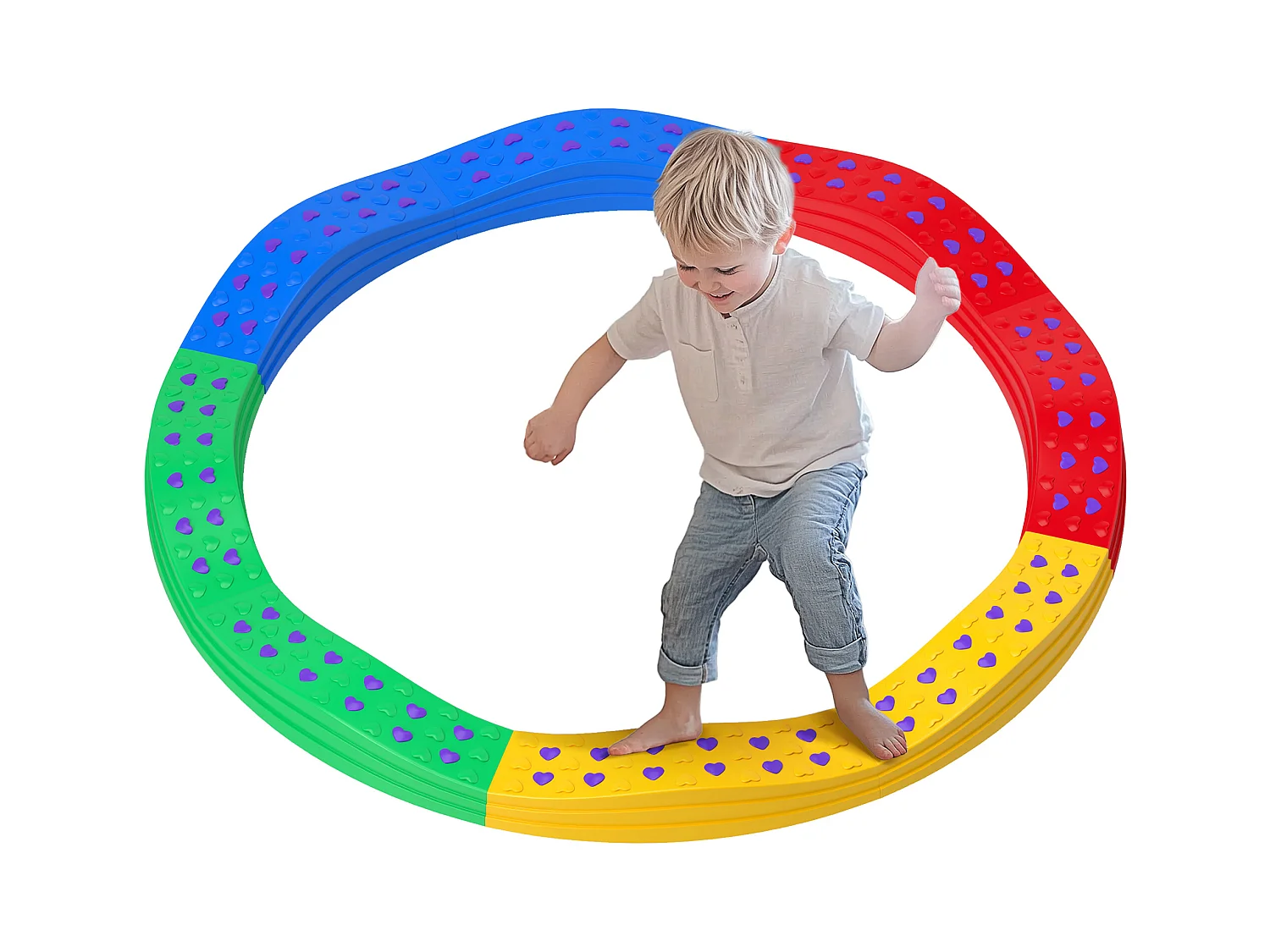 Poutre d'équilibre pour enfants total 8 pcs - parcours de motricité - usage intérieur extérieur - multicolore