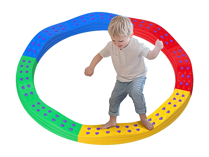 Poutre d'équilibre pour enfants total 8 pcs - parcours de motricité - usage intérieur extérieur - multicolore