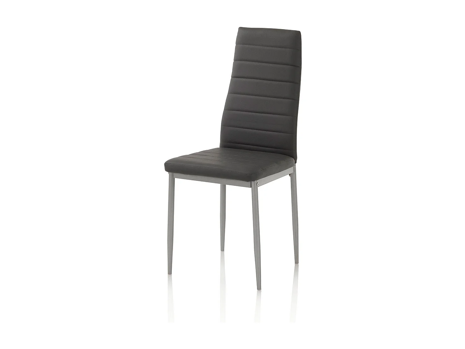 Juego de 4 sillas de cocina acolchadas en imitación de cuero con patas de metal modelo Beatrice - Negro