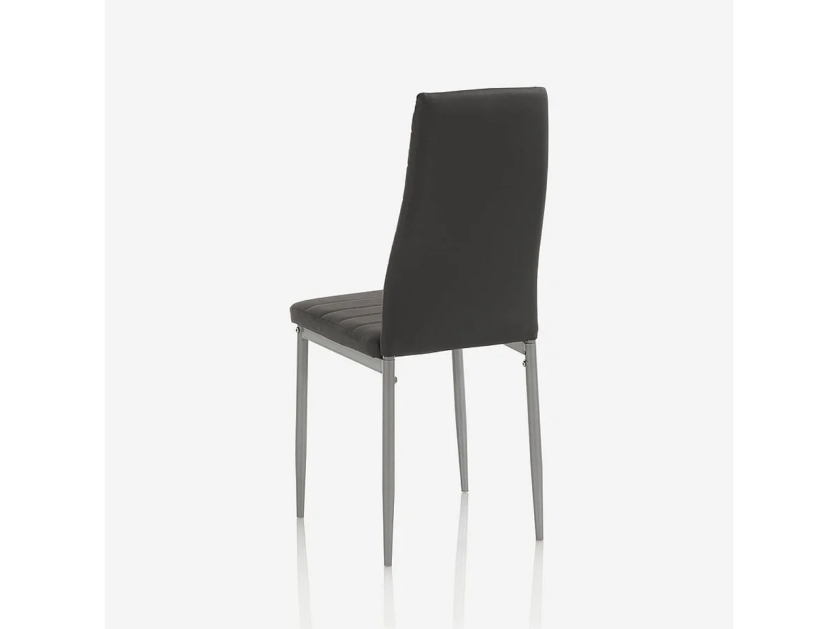Juego de 4 sillas de cocina acolchadas en imitación de cuero con patas de metal modelo Beatrice - Negro