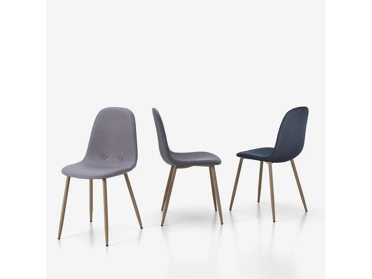 4er-Set gepolsterter Stühle aus Stoff und Metall Baltimore - Grau