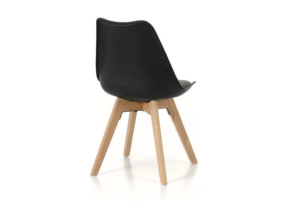 Juego de 4 sillas de comedor acolchadas en madera y PVC modelo Miriam - Negro