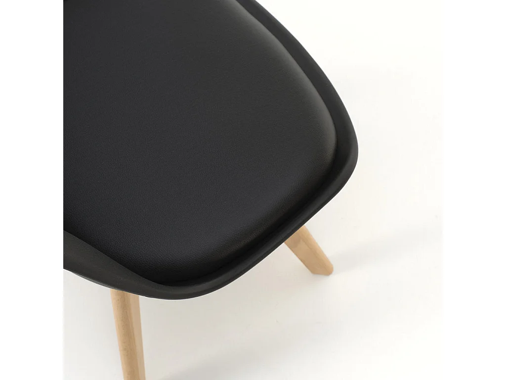 Juego de 4 sillas de comedor acolchadas en madera y PVC modelo Miriam - Negro