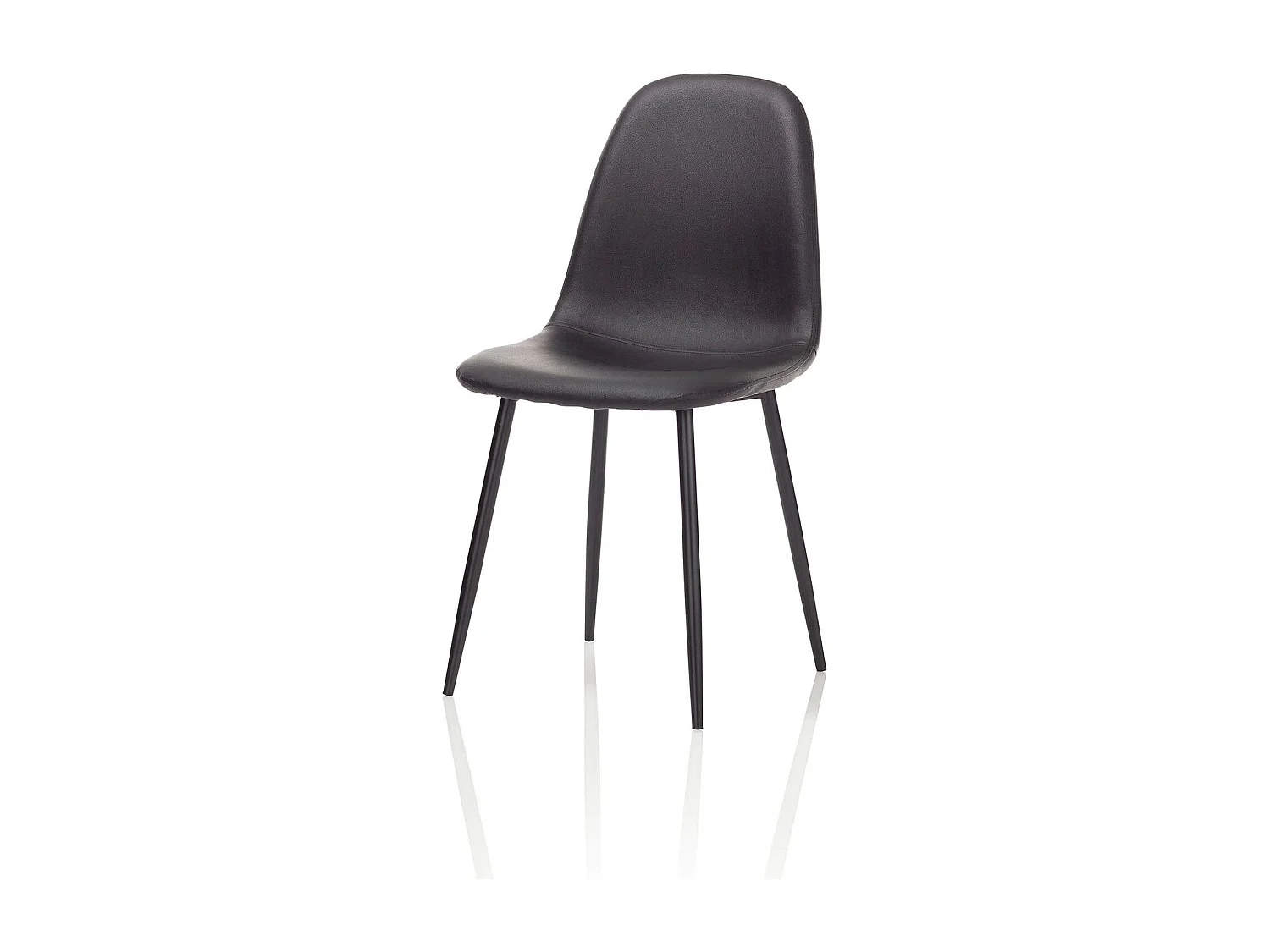 Juego de 4 sillas metálicas con asiento acolchado en imitación cuero Alba - Negro
