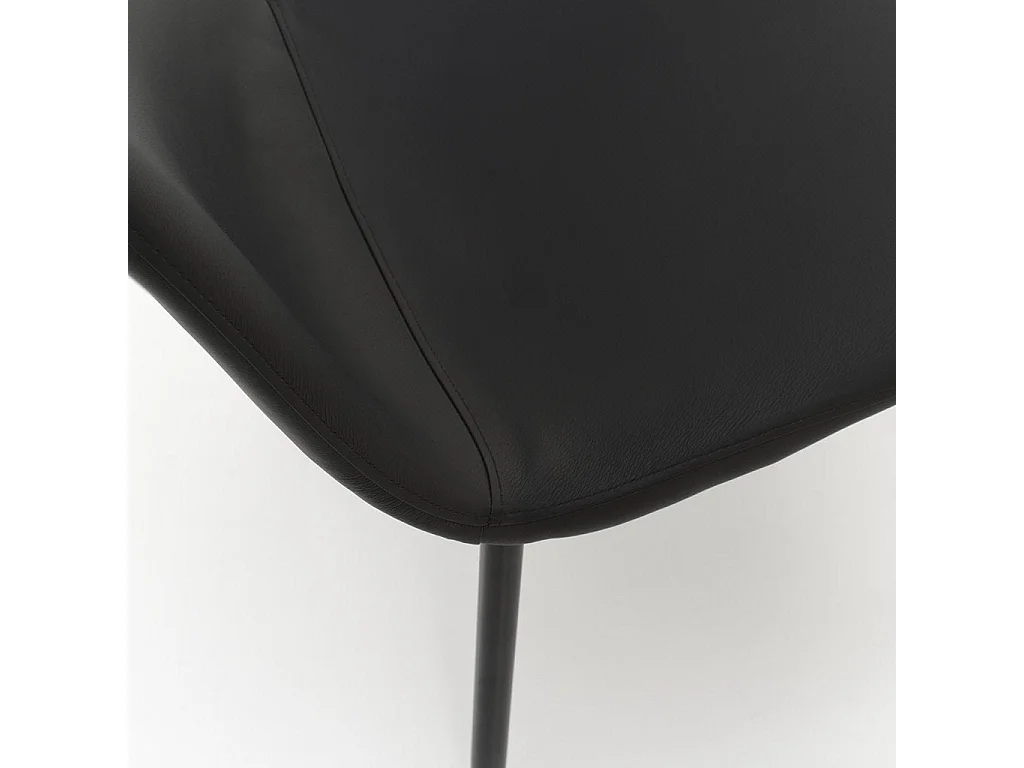 Juego de 4 sillas metálicas con asiento acolchado en imitación cuero Alba - Negro