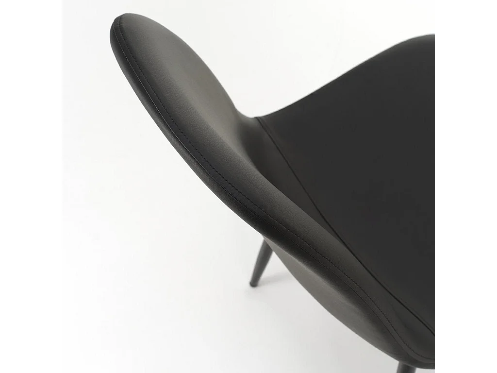 Juego de 4 sillas metálicas con asiento acolchado en imitación cuero Alba - Negro