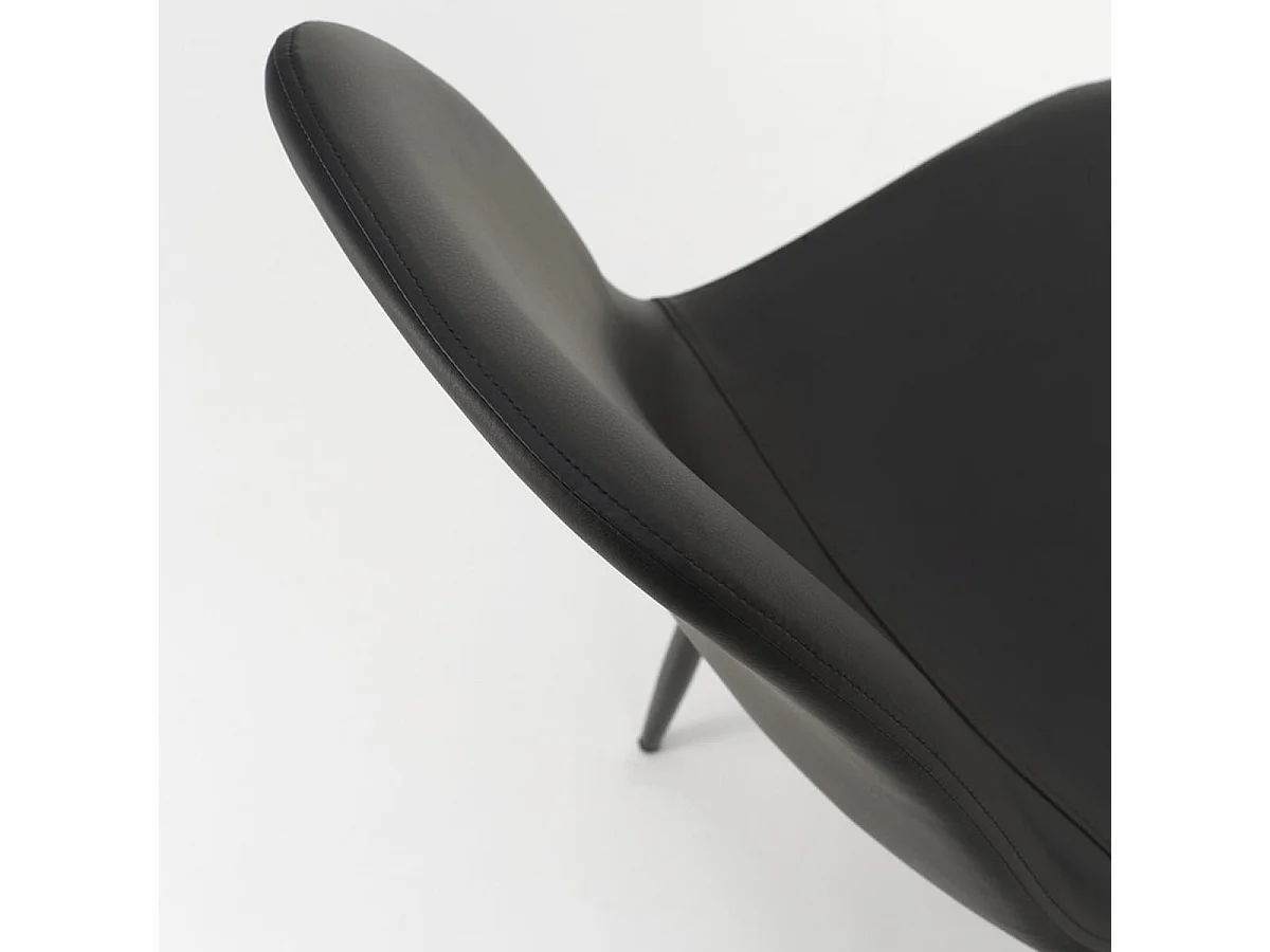 Juego de 4 sillas metálicas con asiento acolchado en imitación cuero Alba - Negro