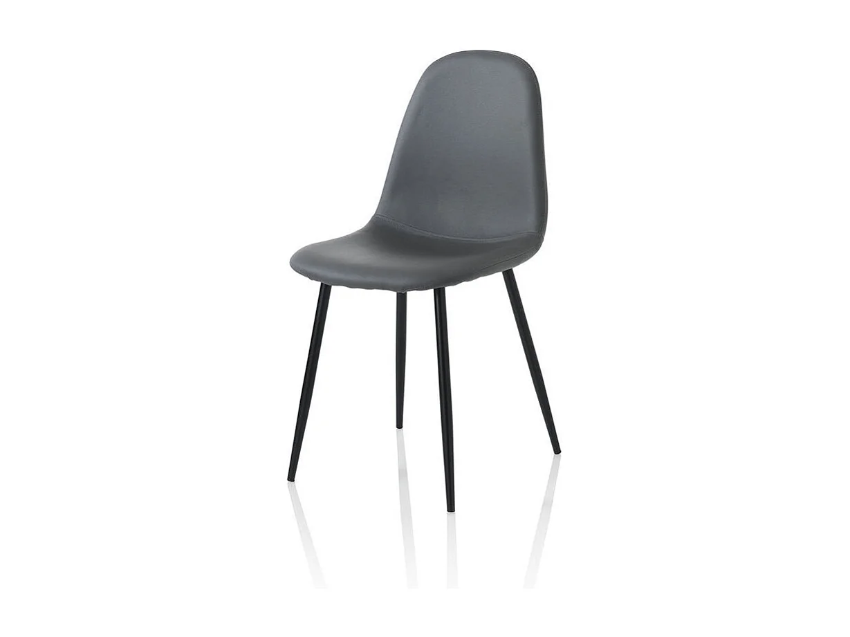 Juego de 4 sillas metálicas con asiento acolchado en imitación cuero Alba - Gris