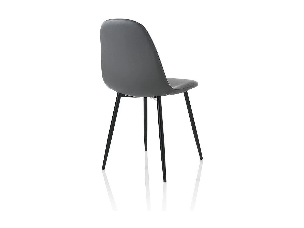 Juego de 4 sillas metálicas con asiento acolchado en imitación cuero Alba - Gris