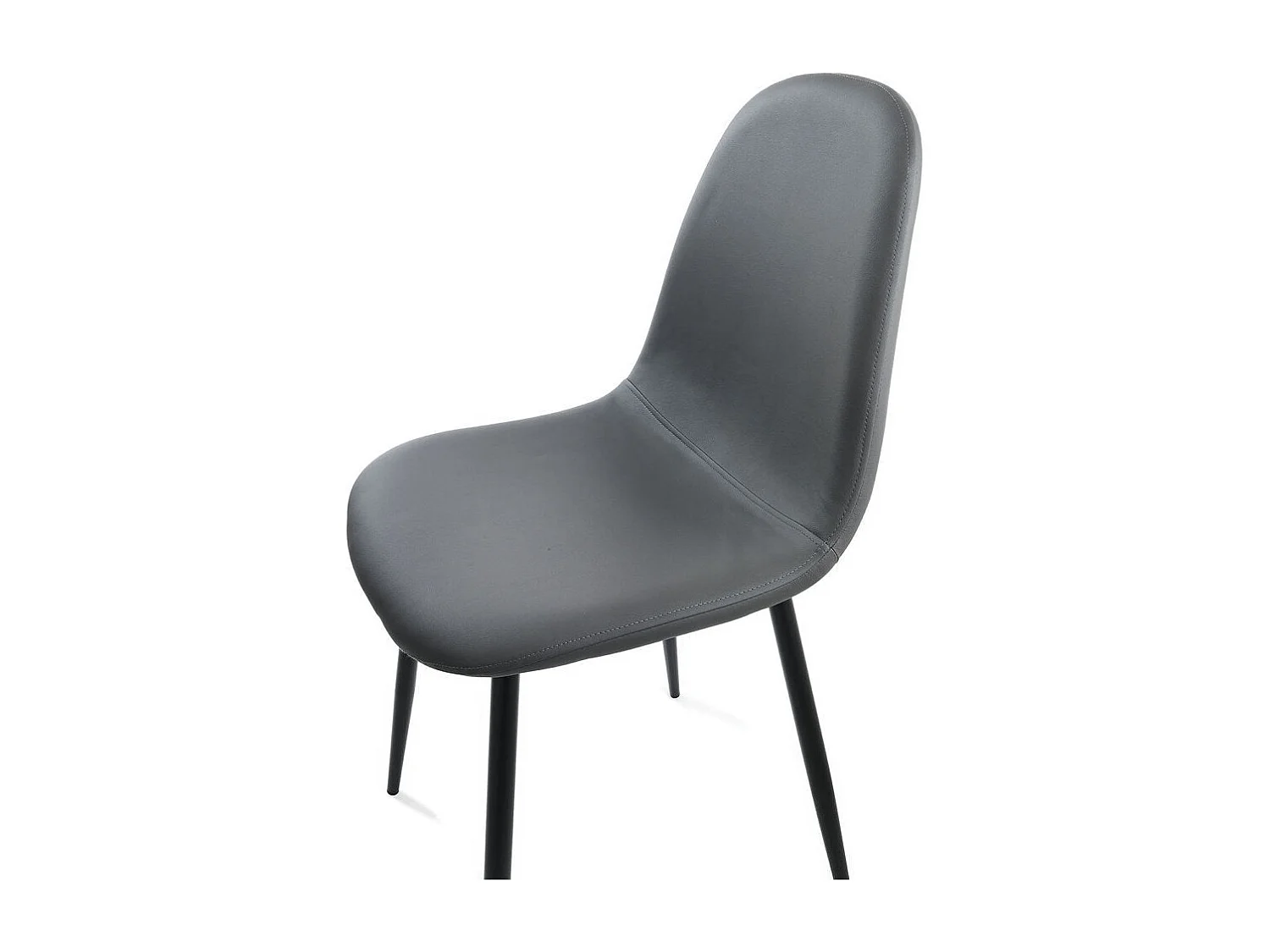 Juego de 4 sillas metálicas con asiento acolchado en imitación cuero Alba - Gris