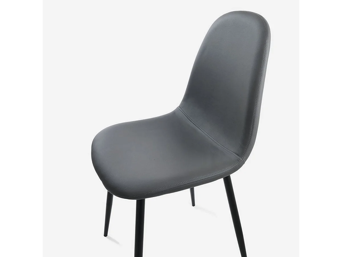 Juego de 4 sillas metálicas con asiento acolchado en imitación cuero Alba - Gris