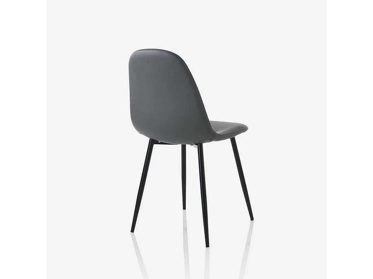 Juego de 4 sillas metálicas con asiento acolchado en imitación cuero Alba - Gris