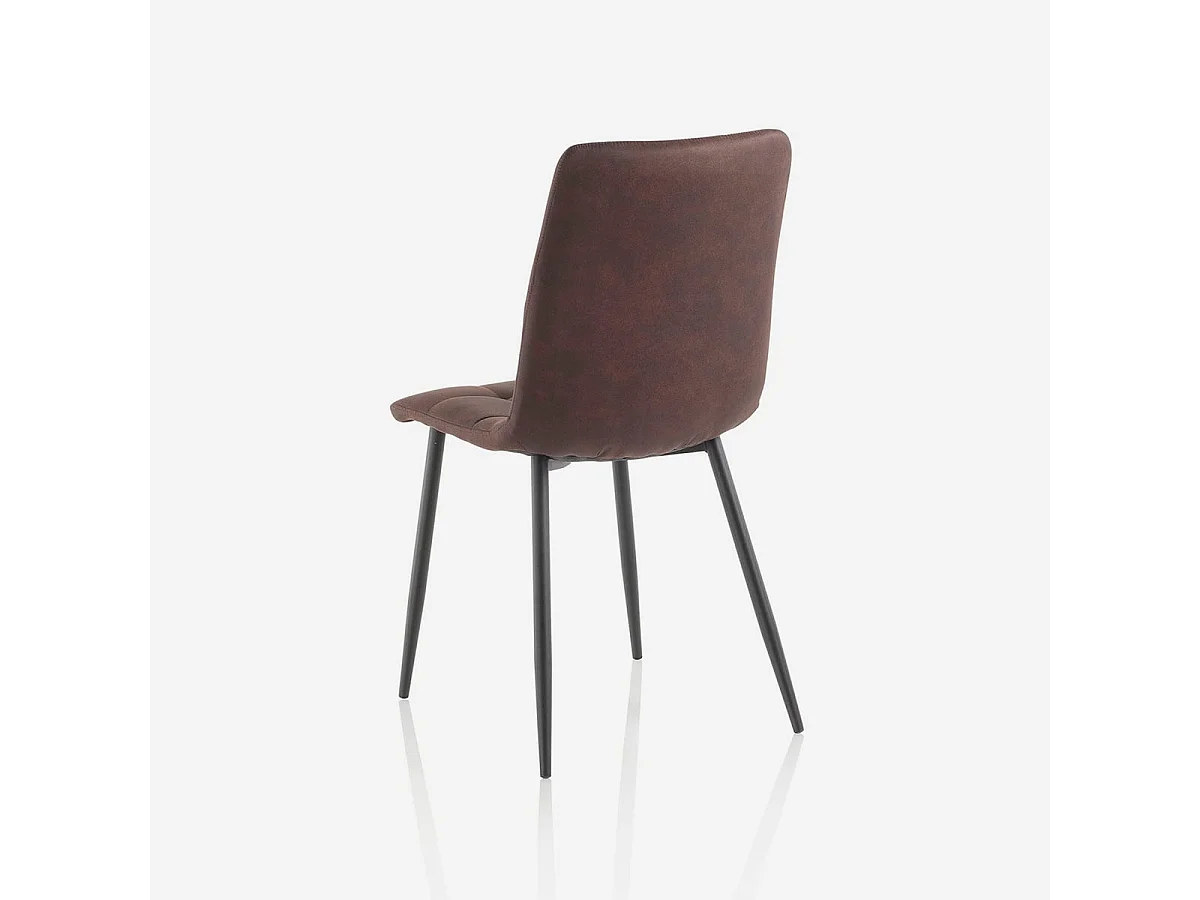 Juego de 4 sillas acolchadas modernas en similipiel Lea - Marron oscuro