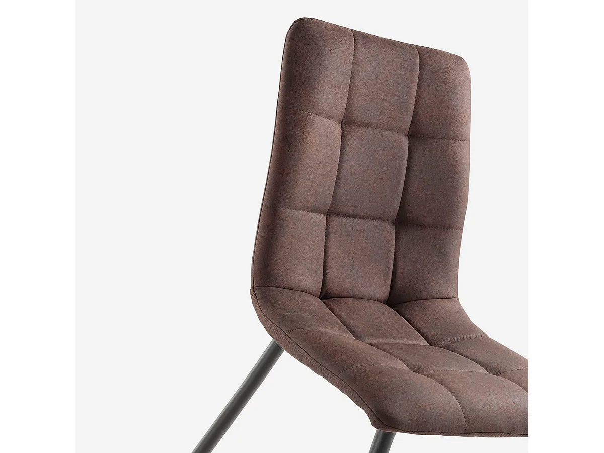 Juego de 4 sillas acolchadas modernas en similipiel Lea - Marron oscuro