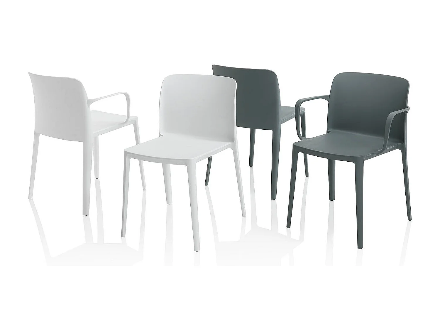 Set de 4 Chaises d'intérieur/extérieur TIMMY grise