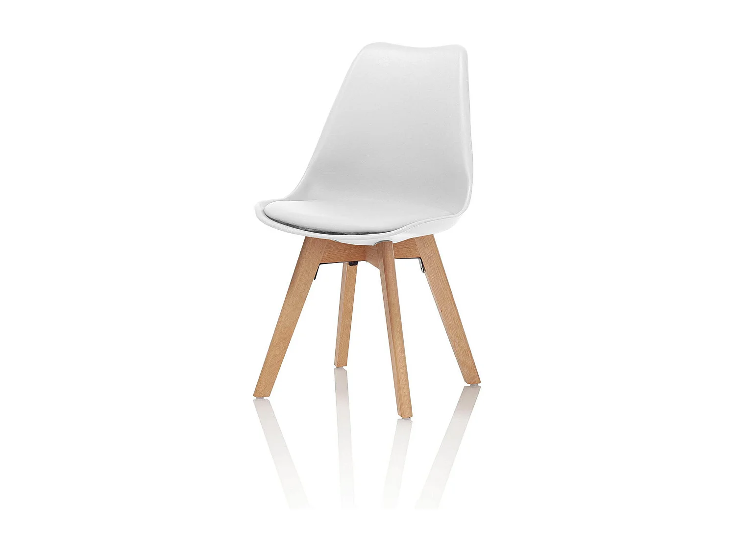 Juego de 4 sillas de comedor acolchadas en madera y PVC modelo Miriam - Blanco