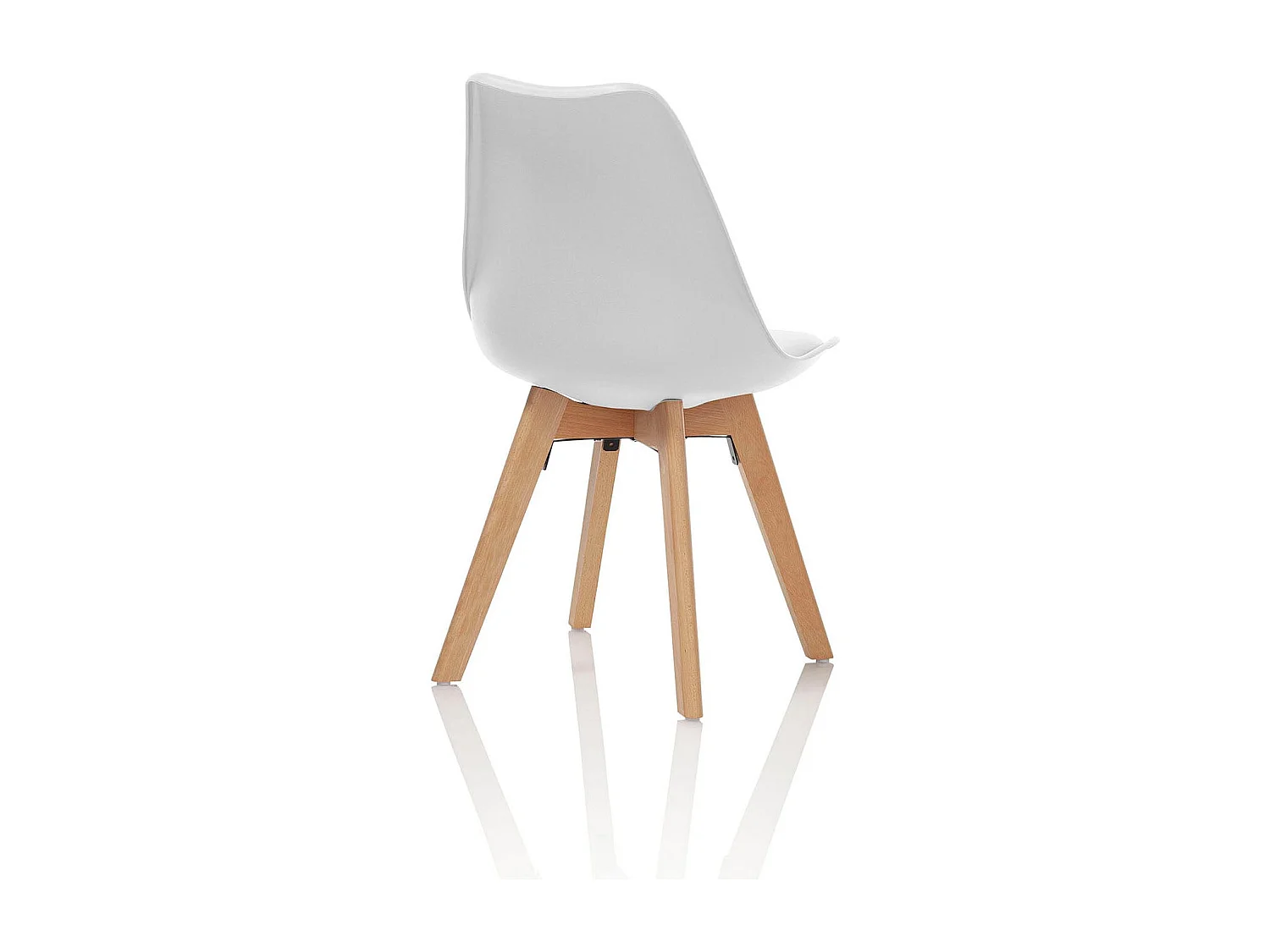 Juego de 4 sillas de comedor acolchadas en madera y PVC modelo Miriam - Blanco