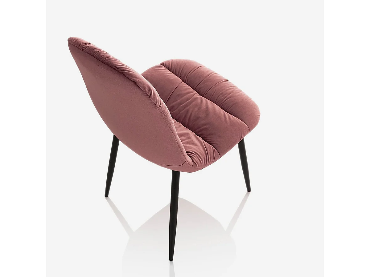 Set 4 sedie imbottite in velluto con gambe in metallo Marta - Rosa
