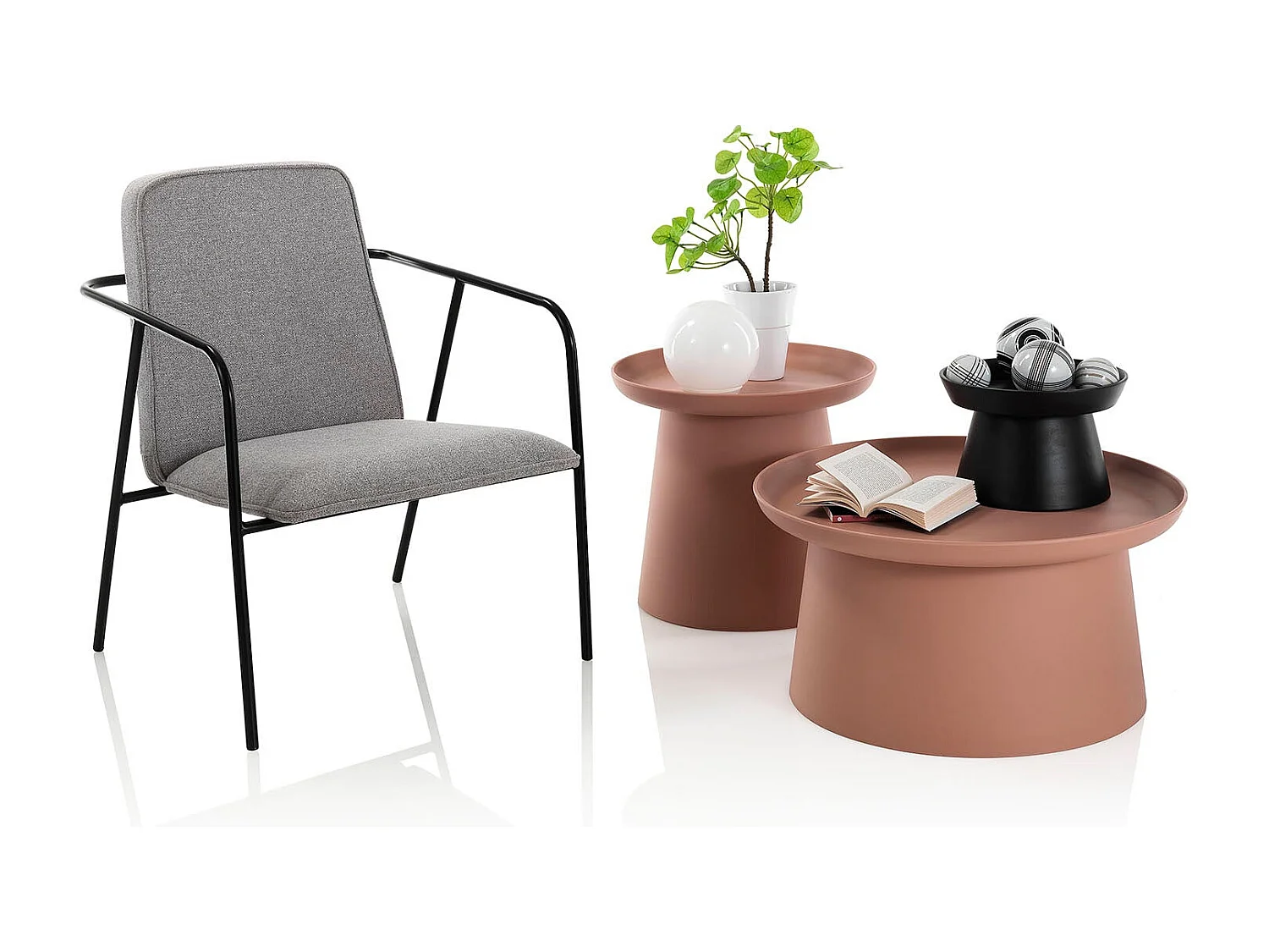 Fauteuil MISYA gris en tissu et en métal