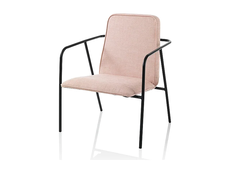 Fauteuil MISYA rose en tissu et en métal