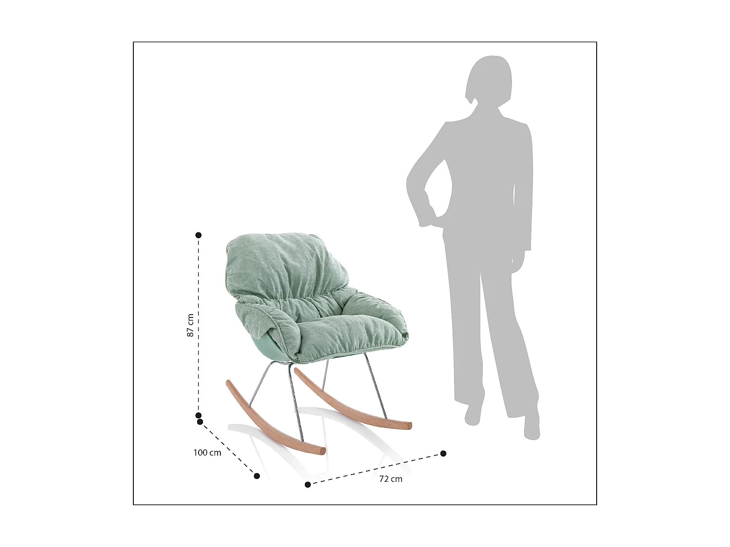 Fauteuil avec bascule ZEN vert menthe