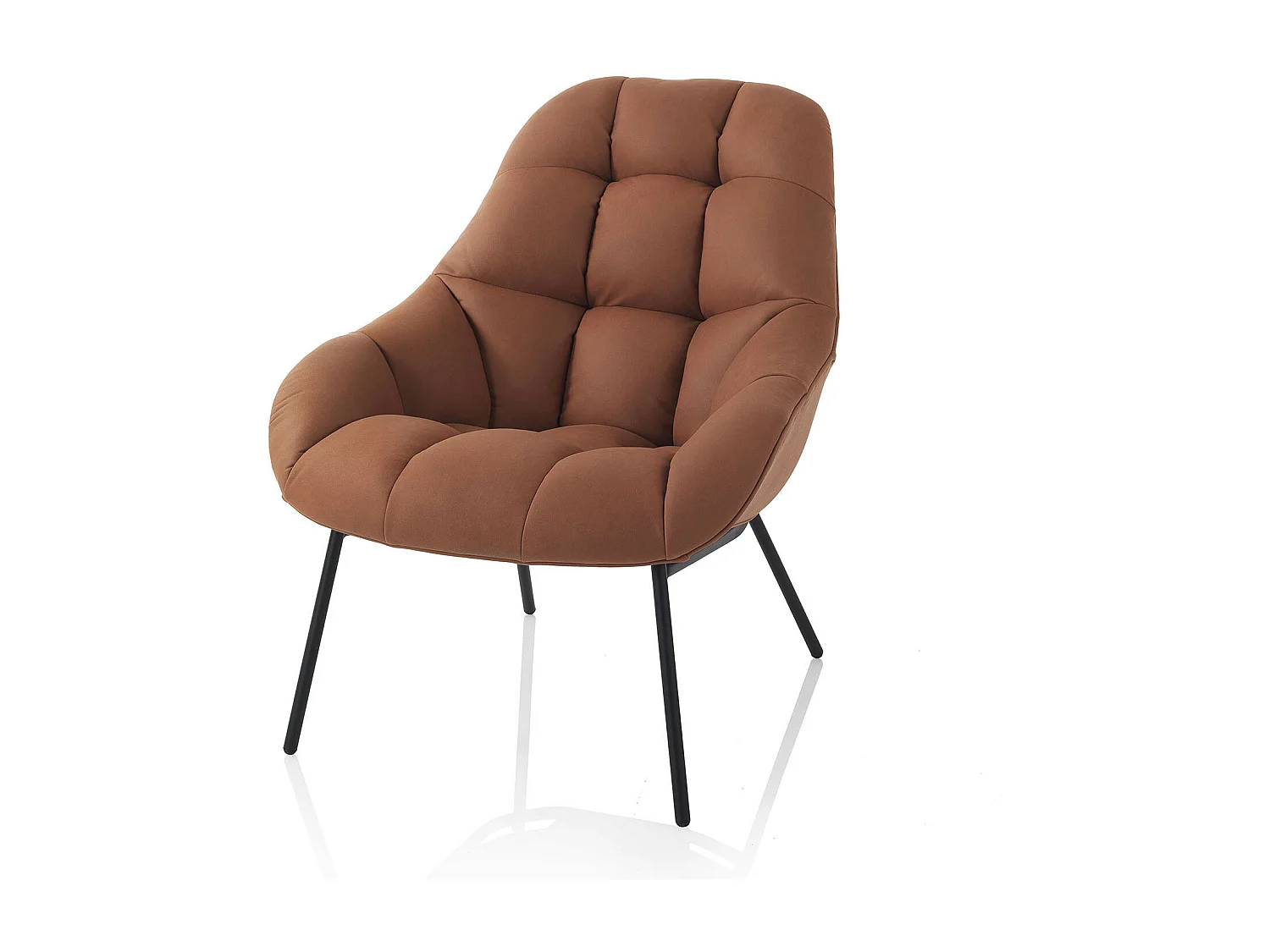 Fauteuil en similicuir rembourré design moderne Carla - Marron
