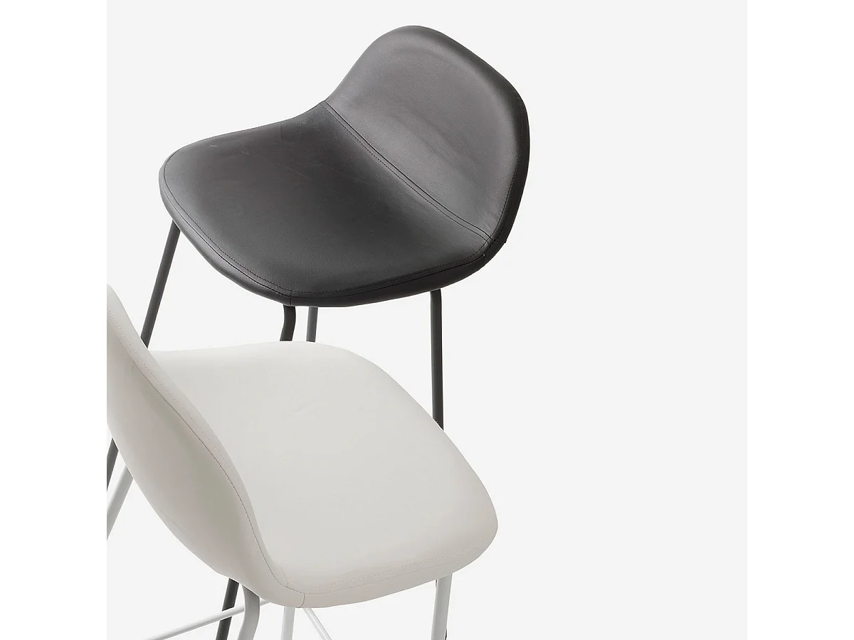 Juego de 2 taburetes tapizados en piel sintética y metal Sting - Blanco