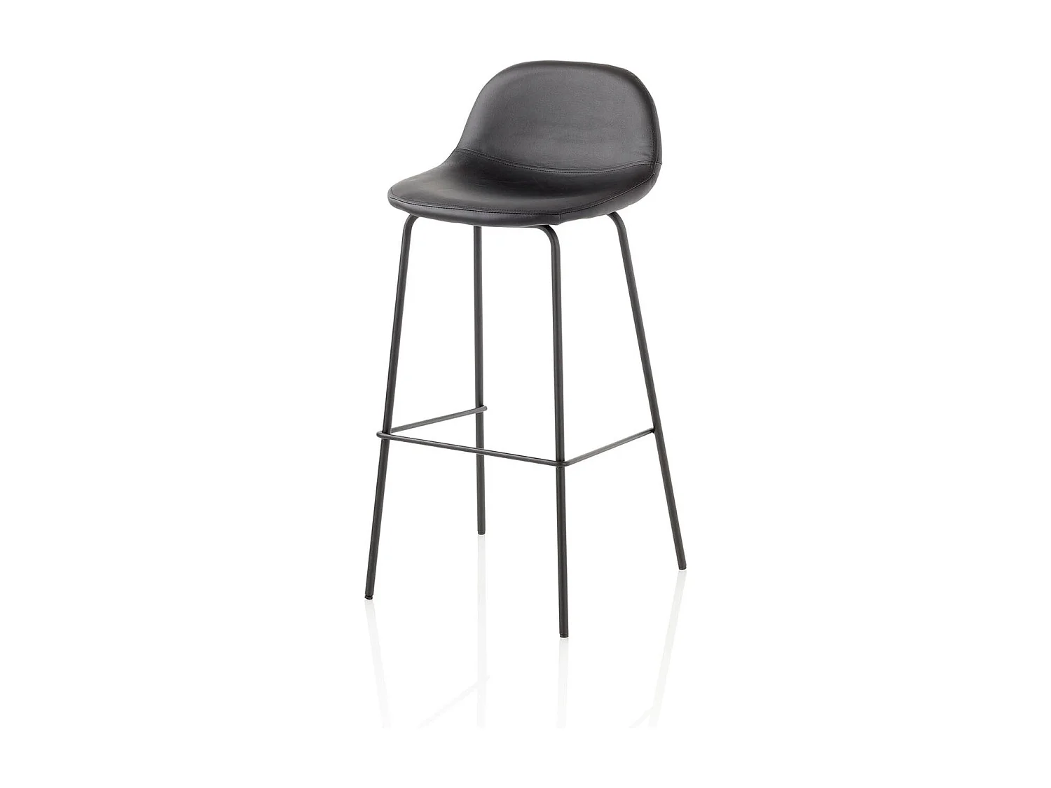 Set aus 2 gepolsterten Kunstleder- und Metallhockern Sting - Schwarz