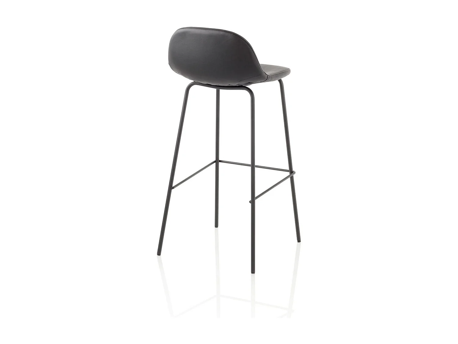 Set aus 2 gepolsterten Kunstleder- und Metallhockern Sting - Schwarz
