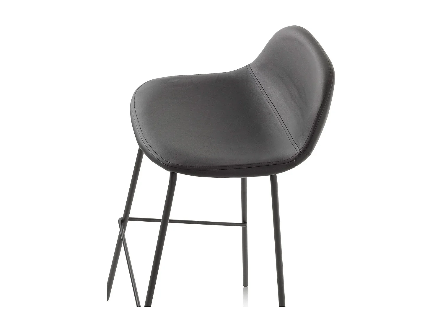 Set aus 2 gepolsterten Kunstleder- und Metallhockern Sting - Schwarz