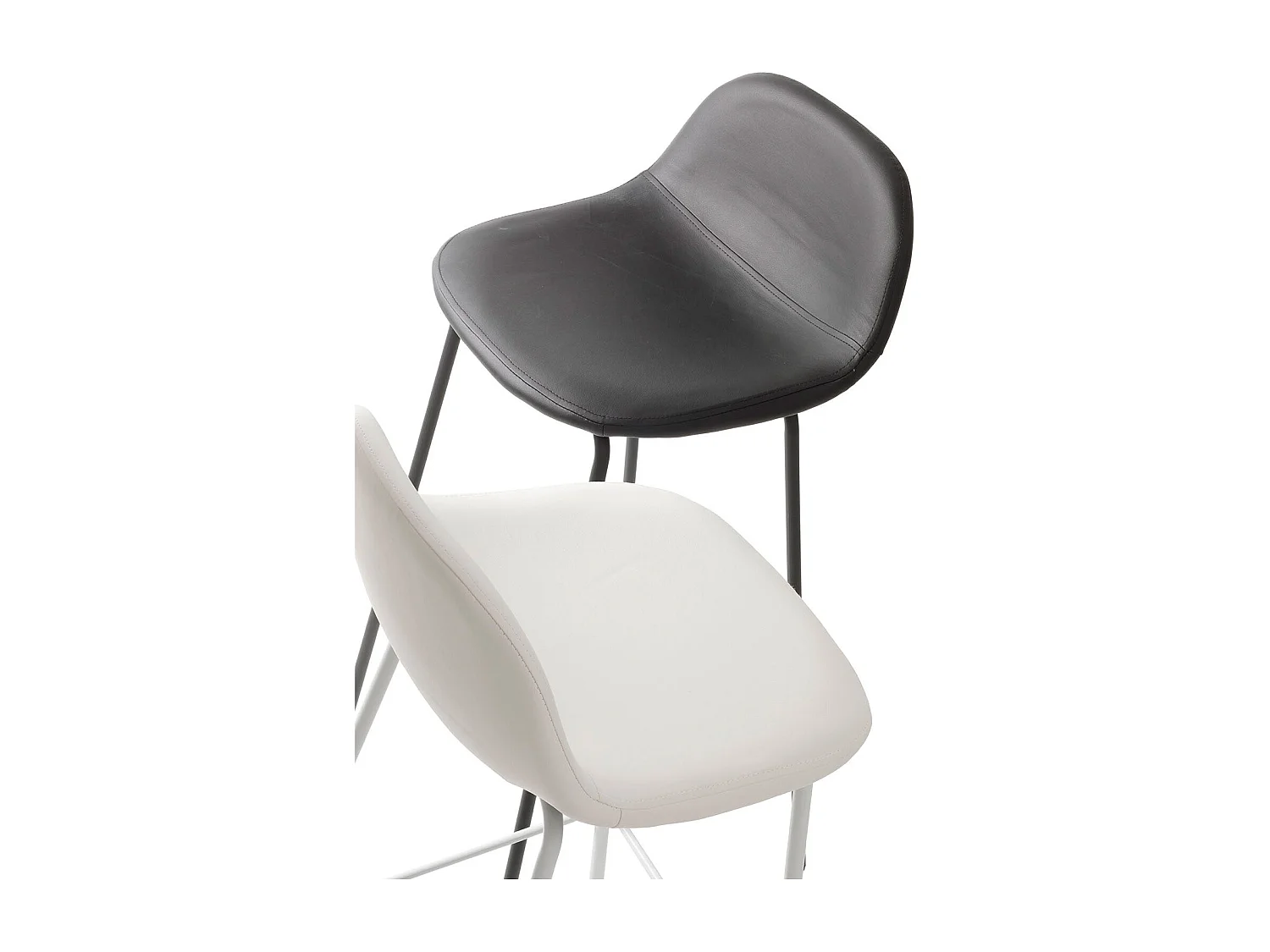 Set aus 2 gepolsterten Kunstleder- und Metallhockern Sting - Schwarz