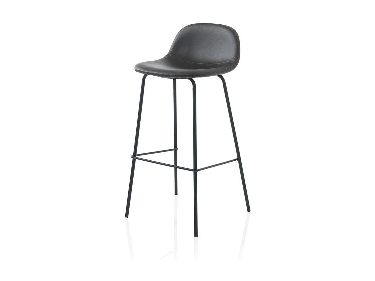 Set aus 2 gepolsterten Kunstleder- und Metallhockern Sting - Grau